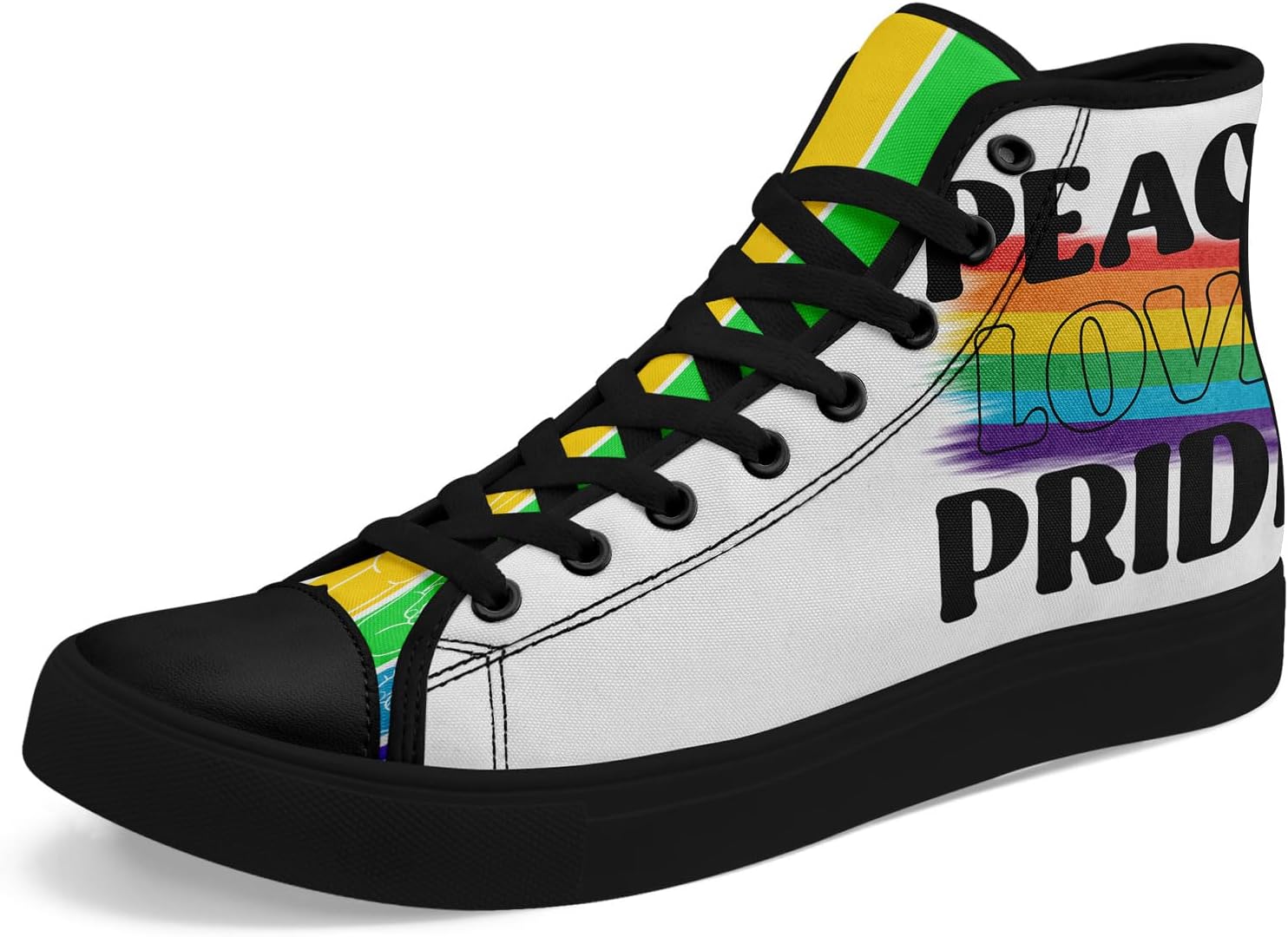 

Высокие кеды Rainbow на шнуровке - стильная обувь для мужчин и женщин, легкая повседневная обувь, подарок во имя равенства Awsole, белый/черный/синий/зеленый