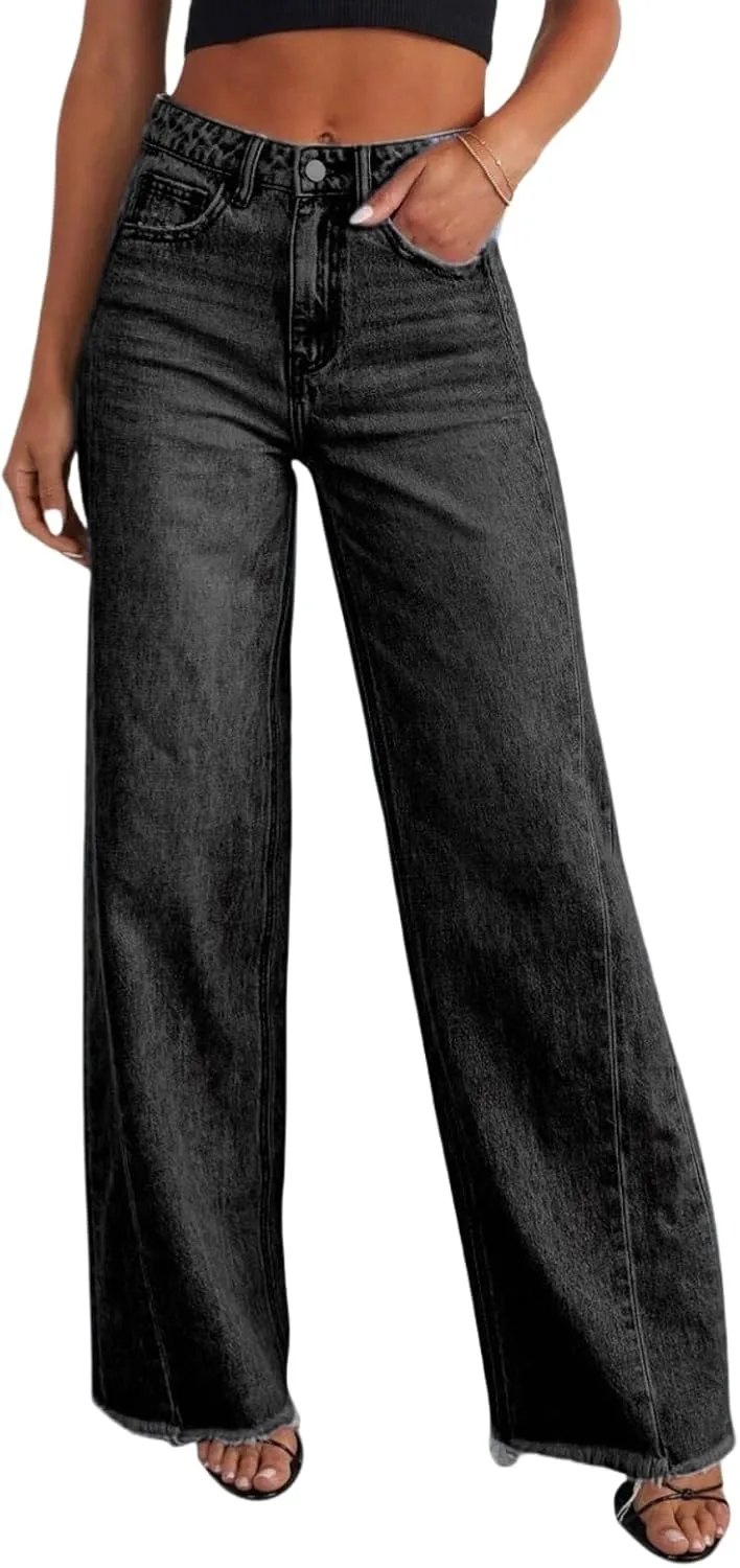 Джинсы Mid-Low Rise Loose Lightweight Wide Leg с Raw Hem