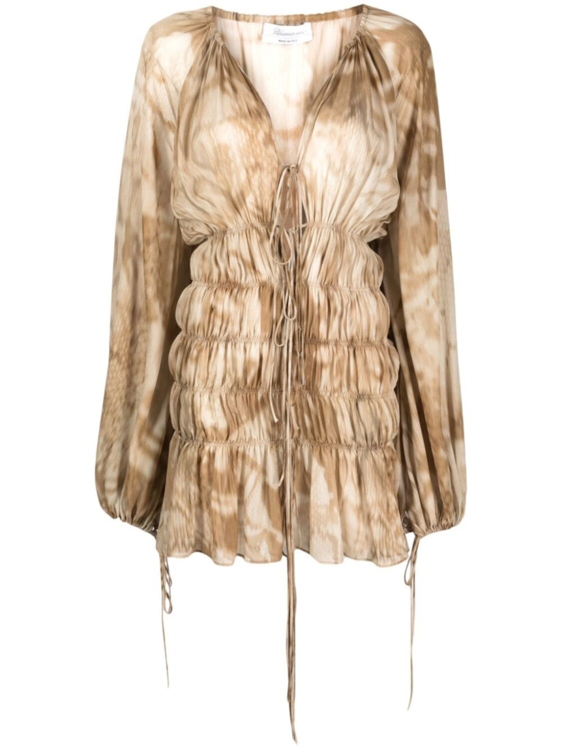 

Платье с длинными рукавами и сборками Blumarine, нейтральный цвет