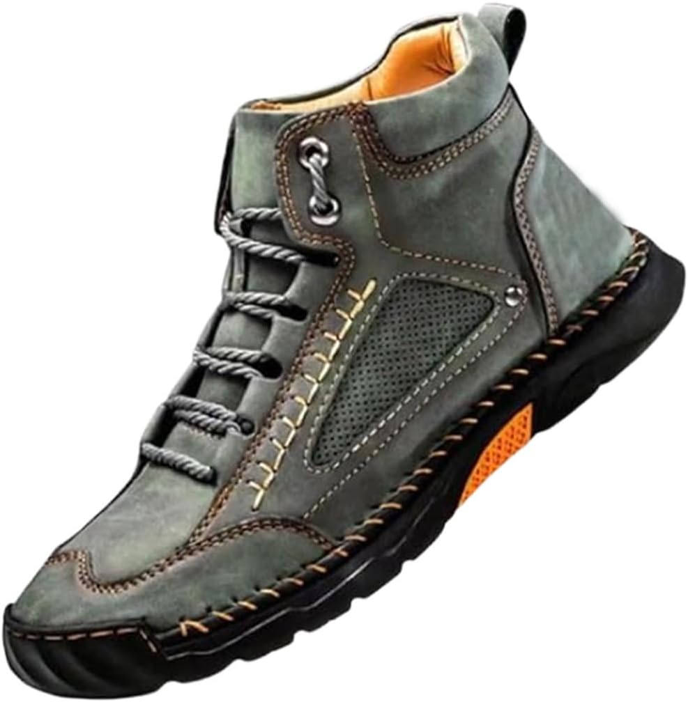 

Мужские ортопедические водонепроницаемые кожаные ботинки - широкая посадка, поддержка свода стопы, удобные ручной работы ботинки до щиколотки Generic, зеленый