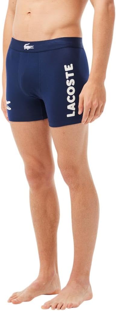 Lacoste мужские хлопковые боксеры Big Croc Print с эффектом стрейч, 3 шт, Navy Blue/White/Dove Grey — фото 3