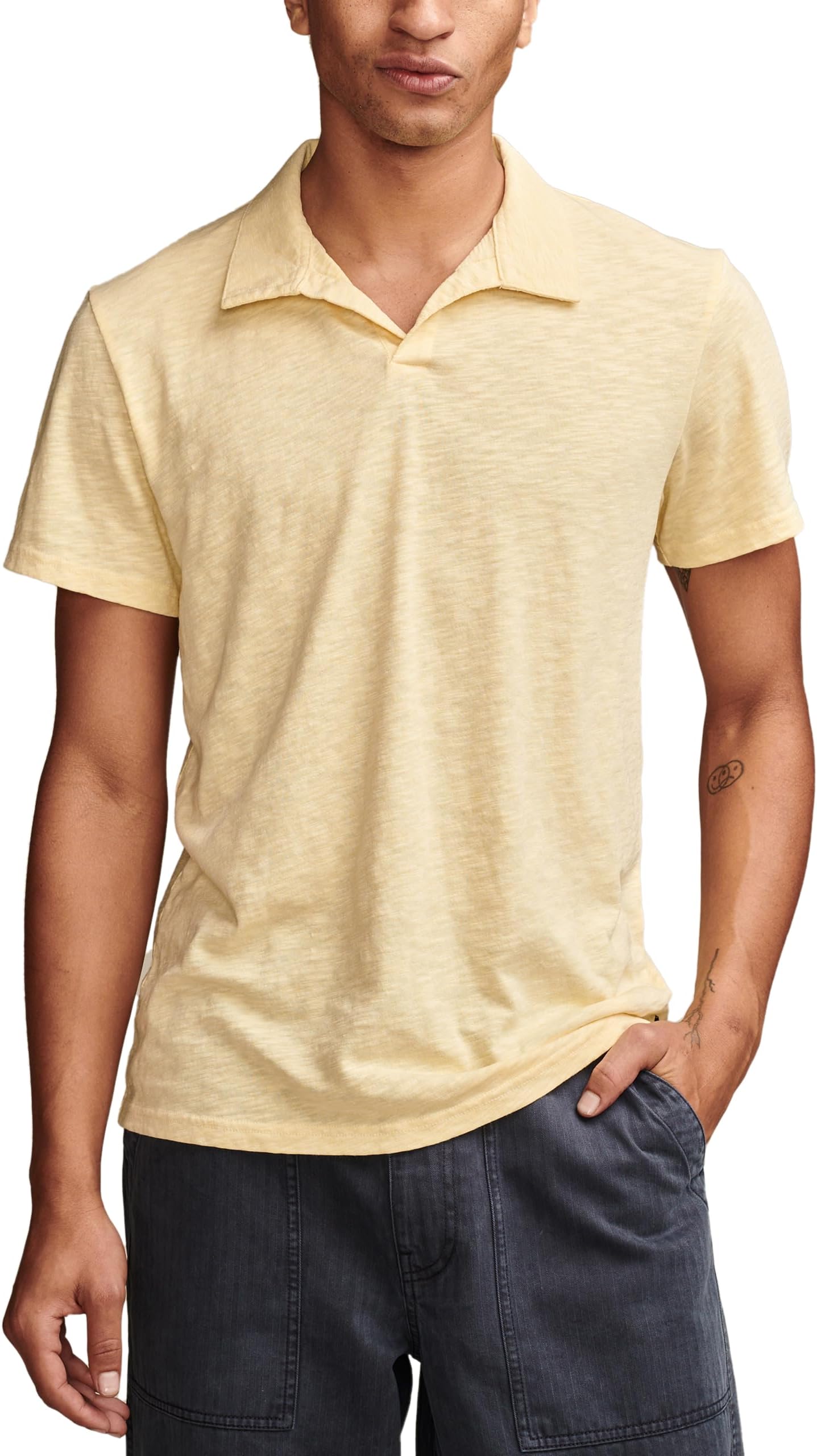 

Футболка Lucky Brand Burnout Slub Jersey Johny Collar Polo, цвет Cornsilk
