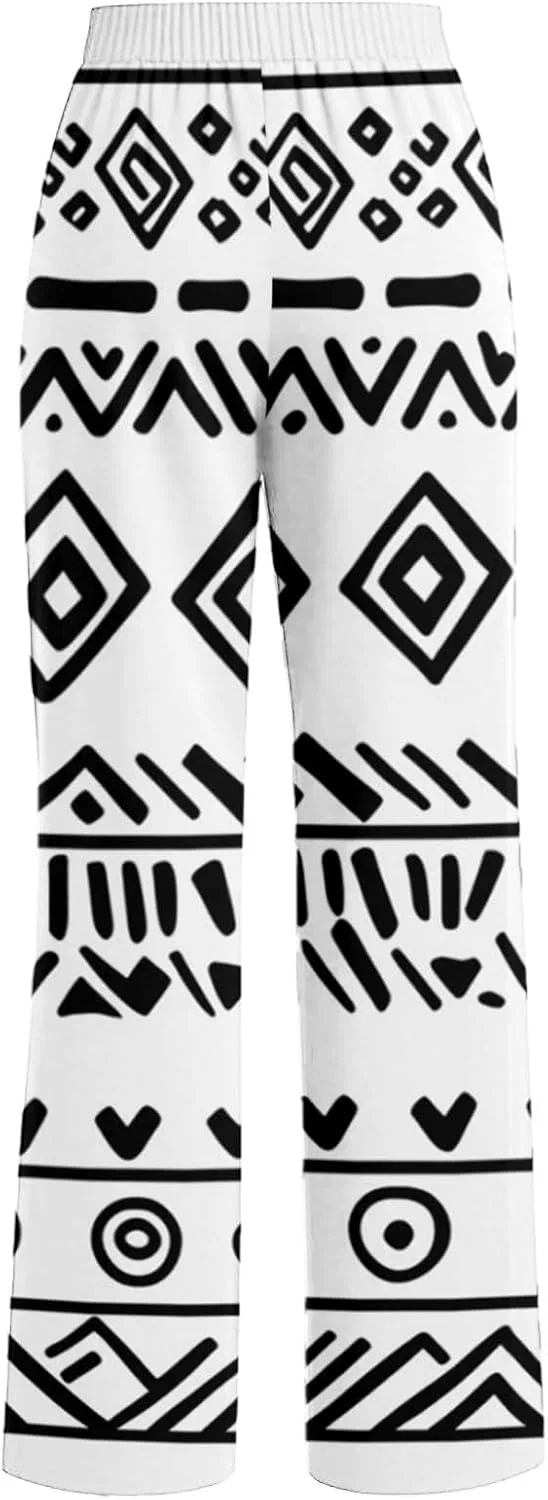 Женские повседневные брюки Summer Boho Palazzo с высокой талией и широкими штанинами Generic, белый — фото 4
