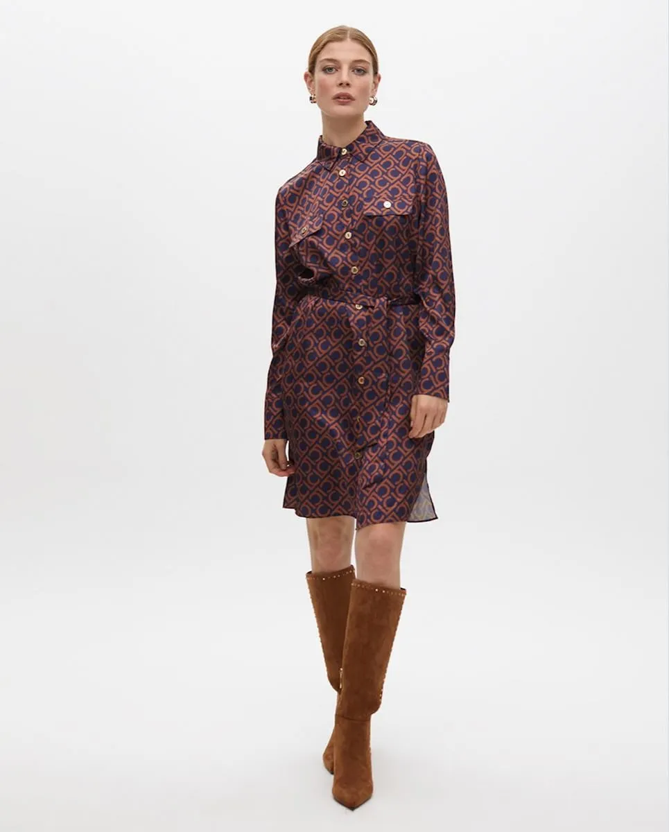 

Рубашечное платье с принтом Lola Casademunt, темно-синий/оранжевый