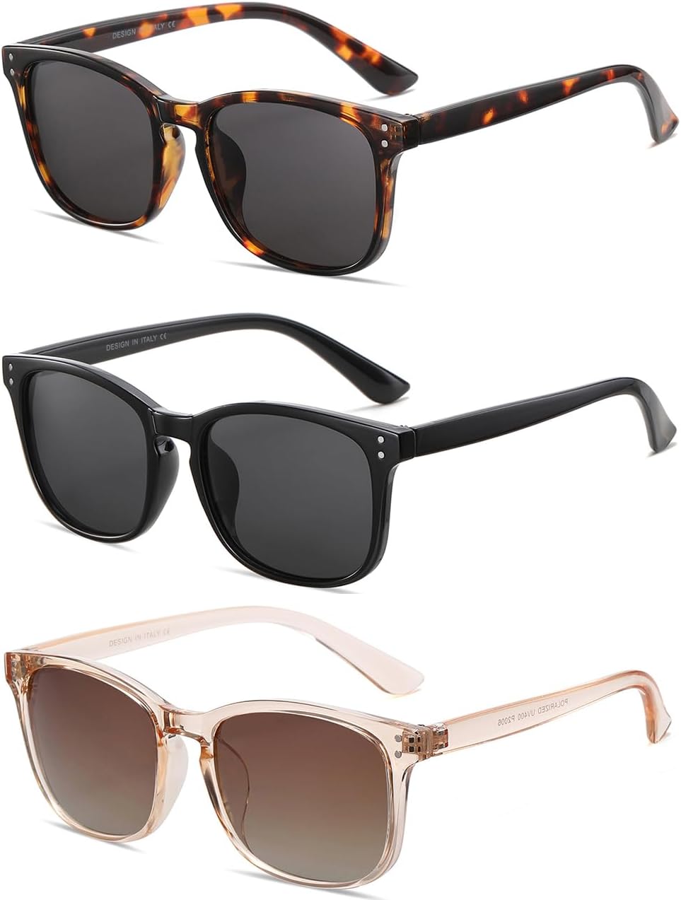 

Поляризованные солнцезащитные очки для женщин в классическом ретро-стиле с модным дизайном, защита от УФ-излучения UV 400 (3 шт.) NCLLCE, A6 Dark Tortoise Grey+black Grey+transparent Brown(3 Pack)