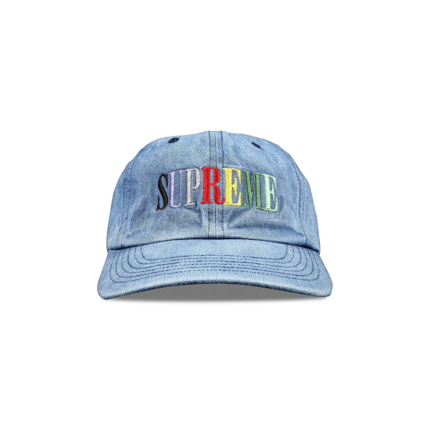 

6-панельный многоцветный логотип Supreme, Светлый деним