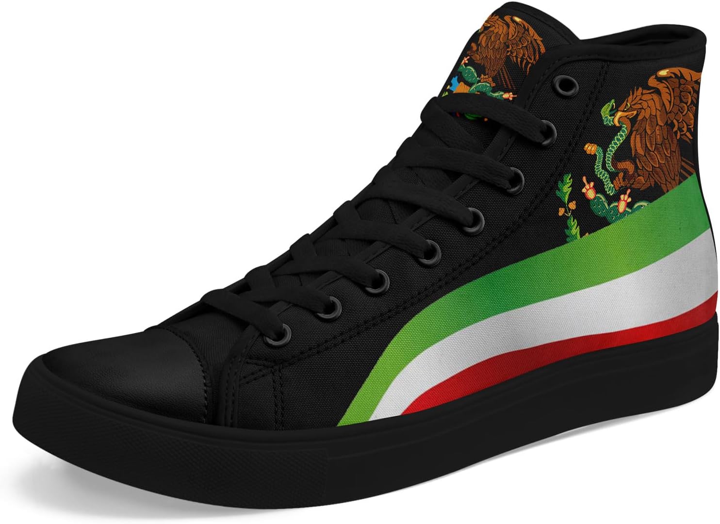 

Высокие кеды на шнуровке AWSOLE с флагом Мексики для мужчин и женщин, унисекс, стильные дышащие кроссовки с черепами, модная обувь на плоской подошве, черный/красный/зеленый/коричневый