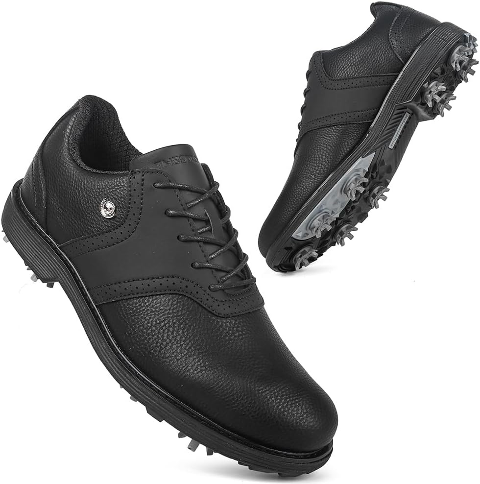 

Мужские профессиональные гольф-туфли THESTRON с 9 шипами, водонепроницаемые, для тренировок гольф, кроссовки для игры на газоне, мужская обувь для гольфа, комфортная обувь для гольфа, черный