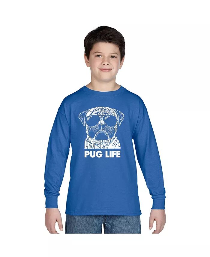 

Футболка с длинным рукавом Big Boy's Word Art - Pug Life LA Pop Art, синий