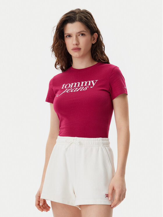 

Облегающая футболка Essential DW0DW19447 Tommy Jeans, розовый