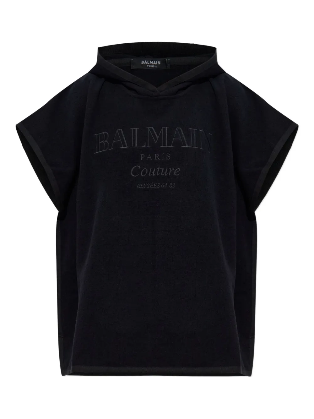 

Пончо с вышитым логотипом BALMAIN, черный