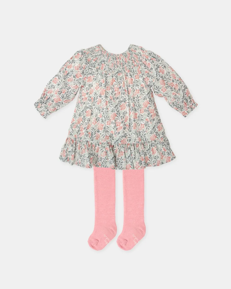 

Набор для девочки серое платье с цветами и колготки Tutto Piccolo