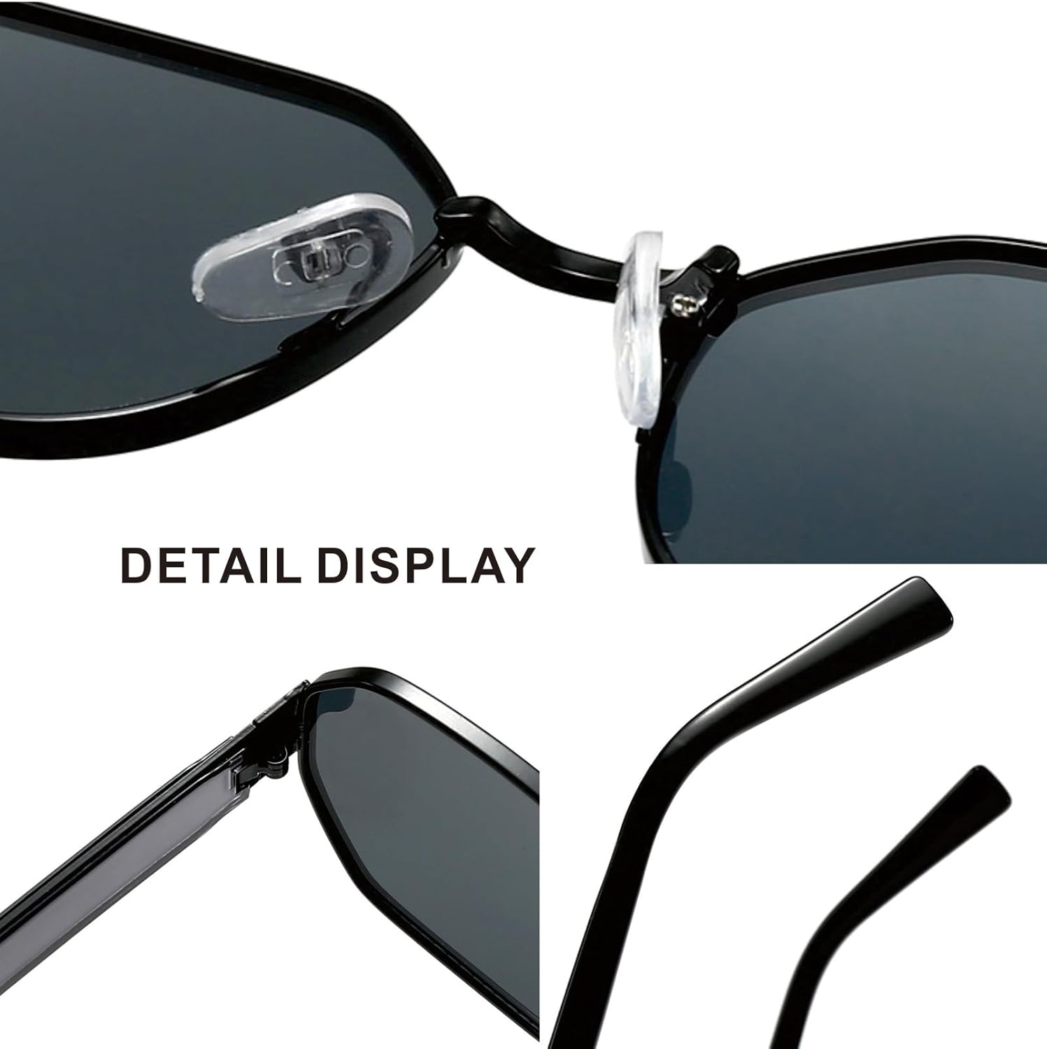 

Винтажные солнцезащитные очки в квадратной металлической оправе для женщин и мужчин, ретро-очки с многоугольными линзами, модные классические солнцезащитные очки Kyiduo, Black/Black