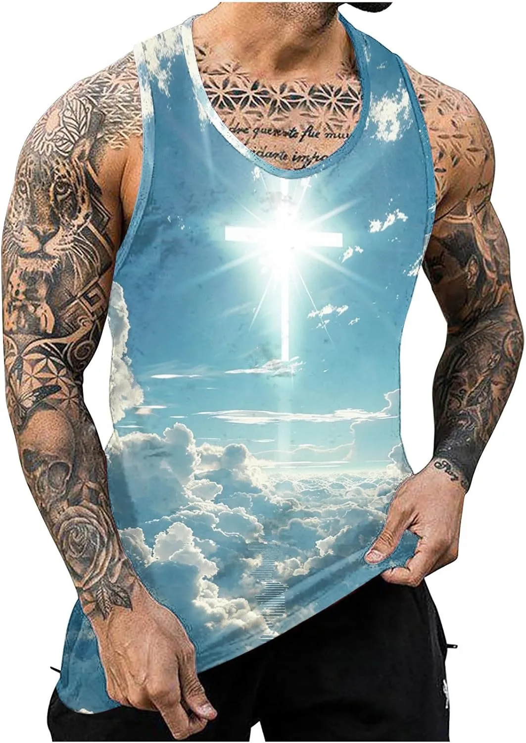 

Мужская майка с 3D-принтом "Иисус и крест" Sunaei