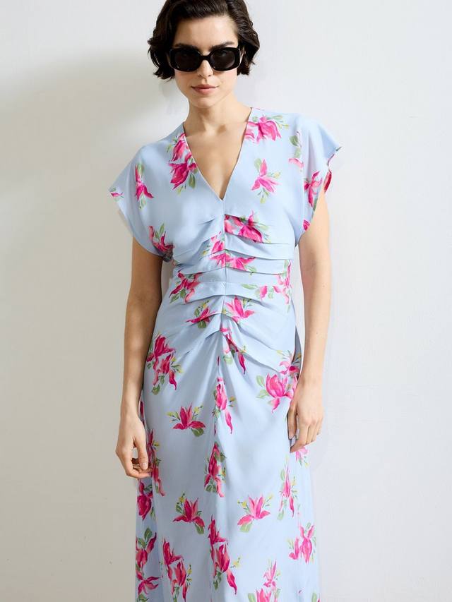 

Платье миди Vivienne Blossom с плиссированной передней частью French Connection, Blue