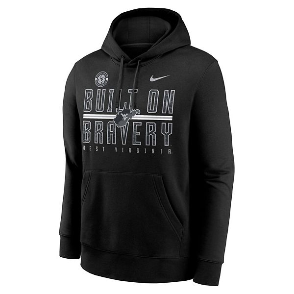 Мужская черная толстовка built on bravery club fleece hoodie west virginia mountaineers Nike — фото 3