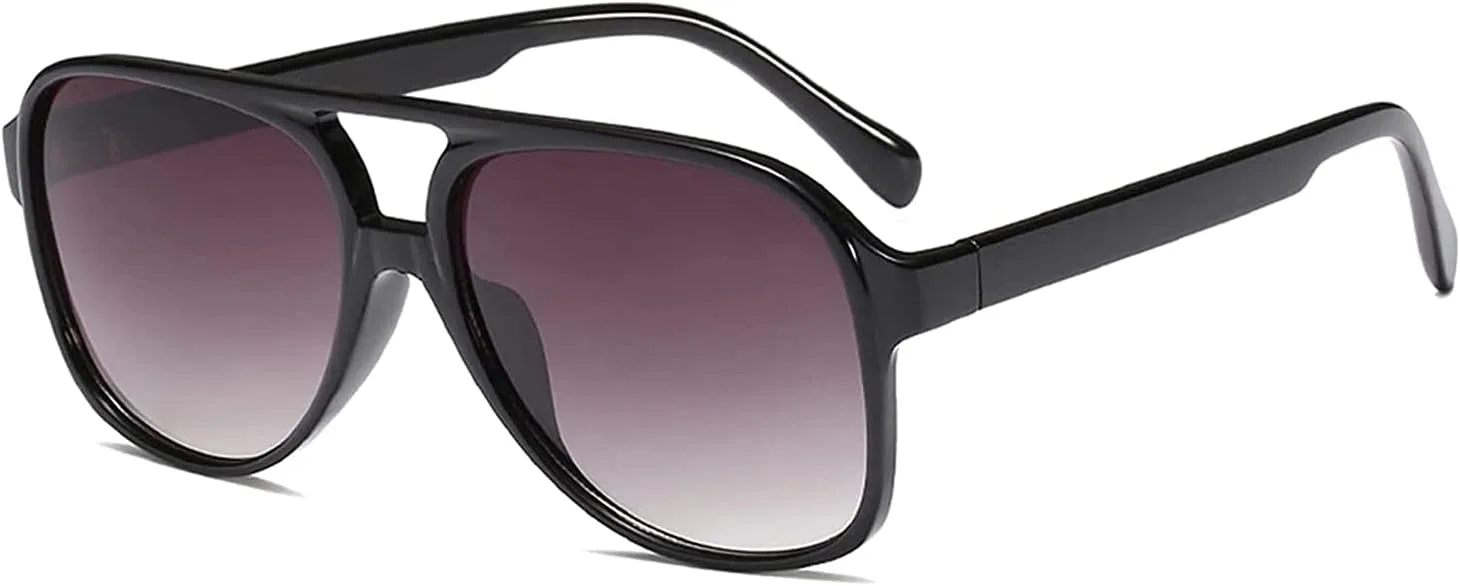 

Винтажные солнцезащитные очки для женщин и мужчин, большие, в стиле ретро 70-х, квадратные, с пластиковой оправой, в стиле «авиатор» Laurinny, Black/Gradient Grey