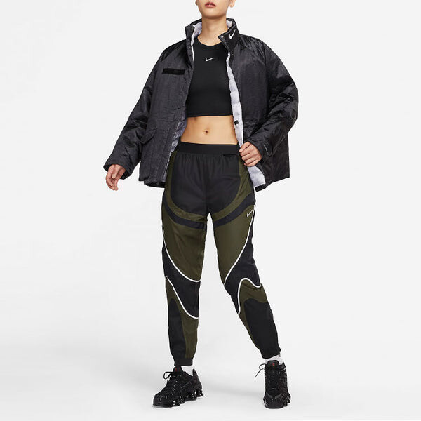 Толстовка (WMNS) Nike Brand Logo Stand Collar Solid Color Casual Sports Hoodless Padded Clothes Black, черный — фото 3
