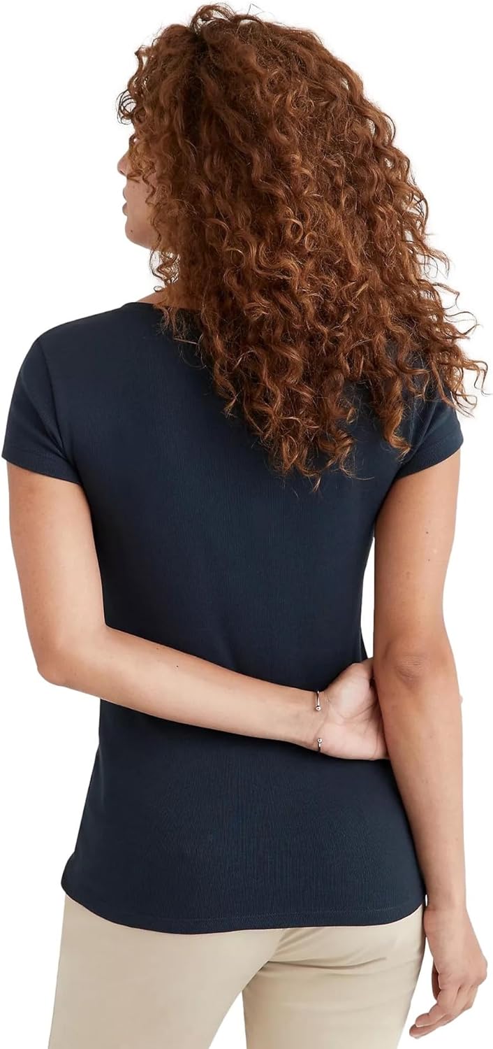 Футболка Tommy Hilfiger с коротким рукавом и V-образным вырезом Solid Cotton, темно-синий — фото 4