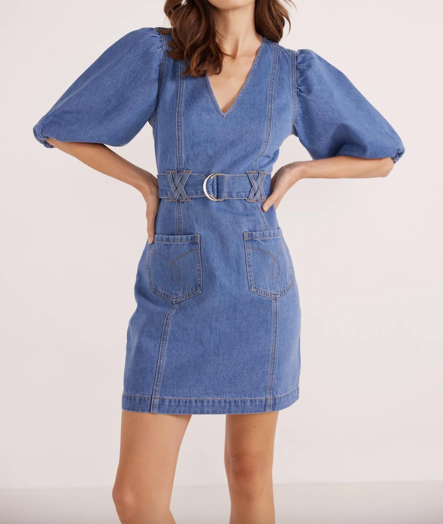

Мини-платье Peyton Denim в цвете Denim Blue MINKPINK