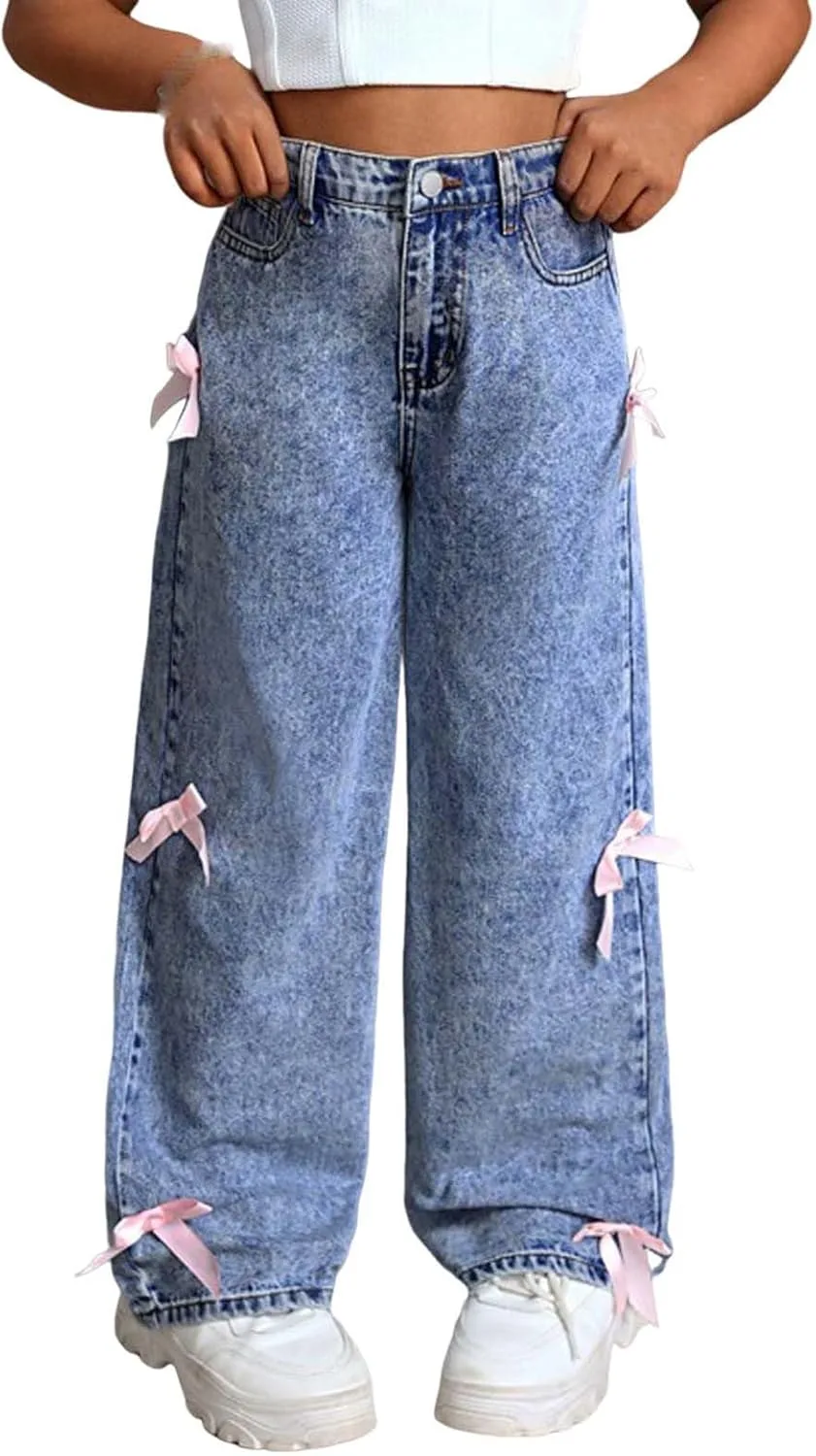 

Джинсы женские широкие с бантом