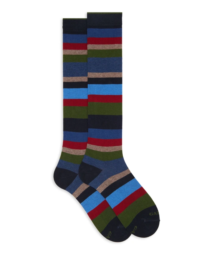 

Длинные хлопчатобумажные носки в полоску Gallo, мультиколор