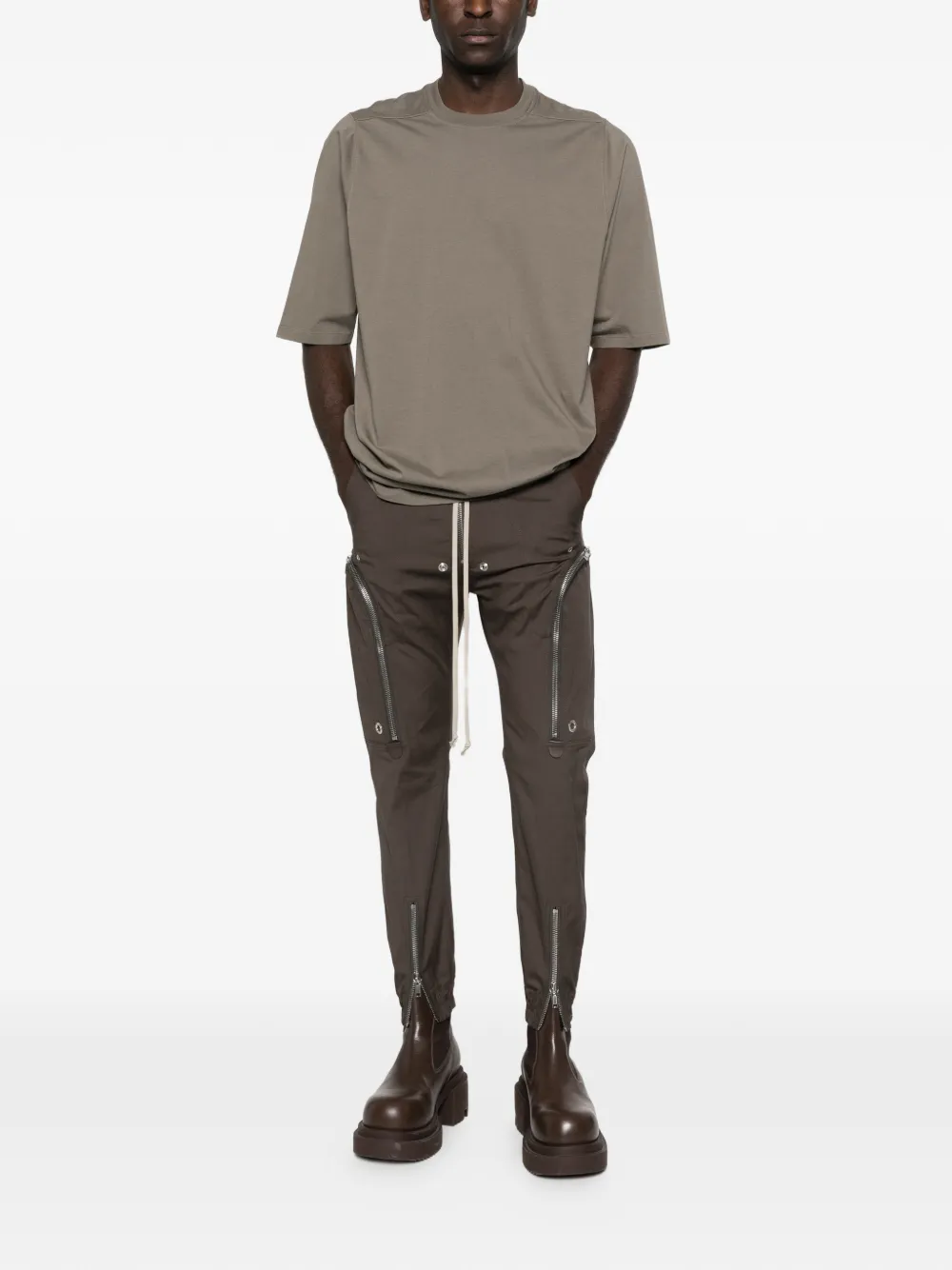 Карго-брюки на молнии в стиле Баухаус Rick Owens, коричневый — фото 2