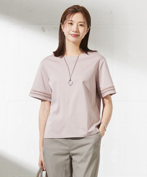 

Топ хлопковый с вышитыми рукавами J.PRESS, розовый