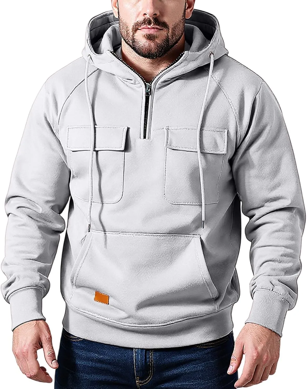 

Мужская худи с четвертью молнии Trendy Tactical с карманами JWNYJFB