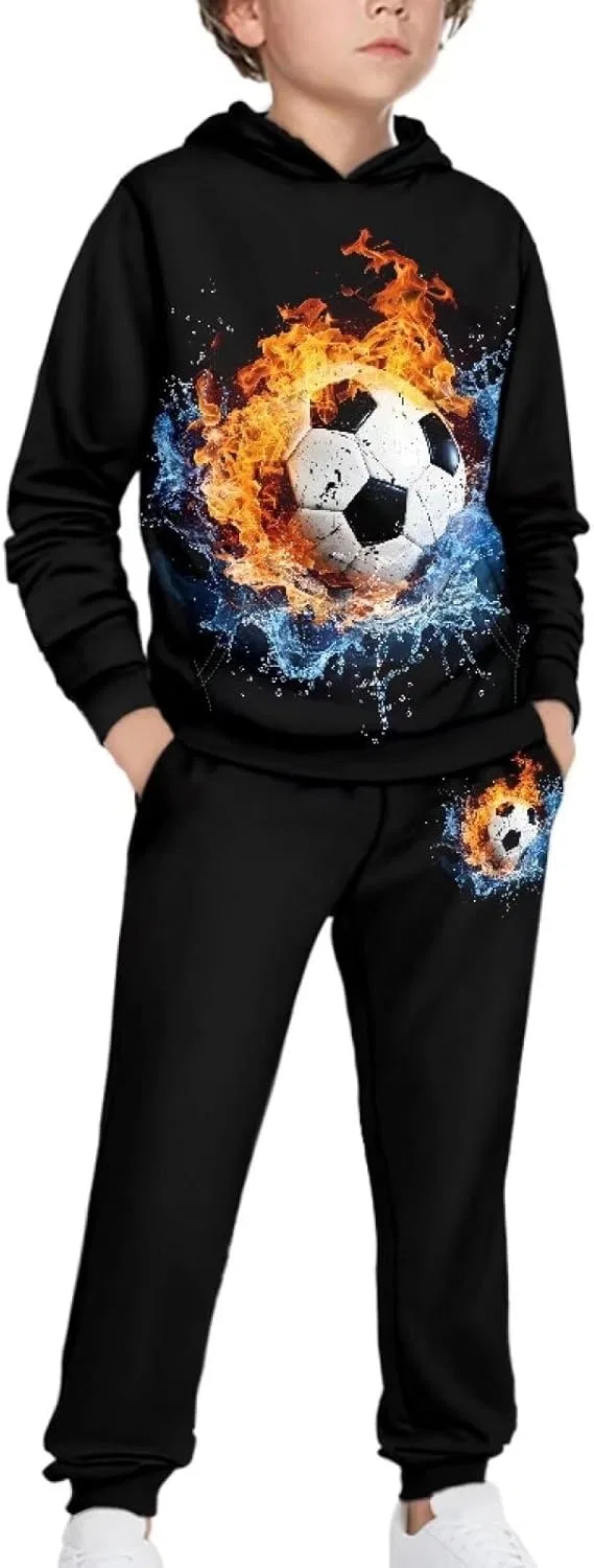 Детский спортивный костюм Uppodwarkid, худи и джоггеры, цвет Water Fire Football