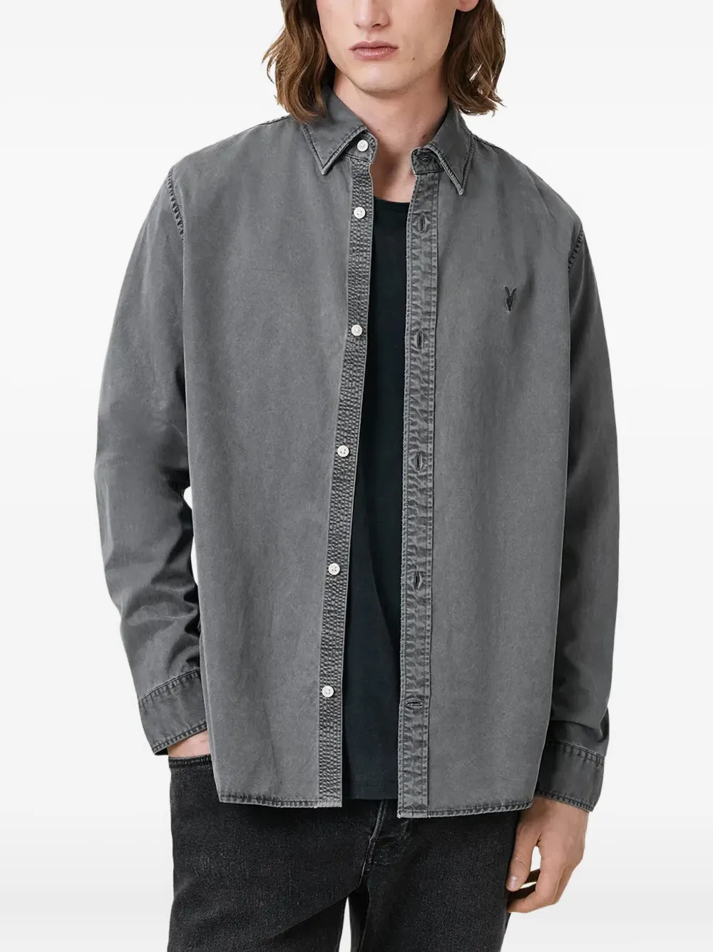 

Рубашка Bodhi с вышитым логотипом AllSaints, серый