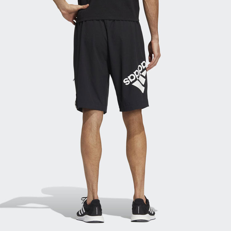Шорты Men's adidas Solid Color Alphabet Logo Straight Sports Shorts Black HE7417 — фото 4