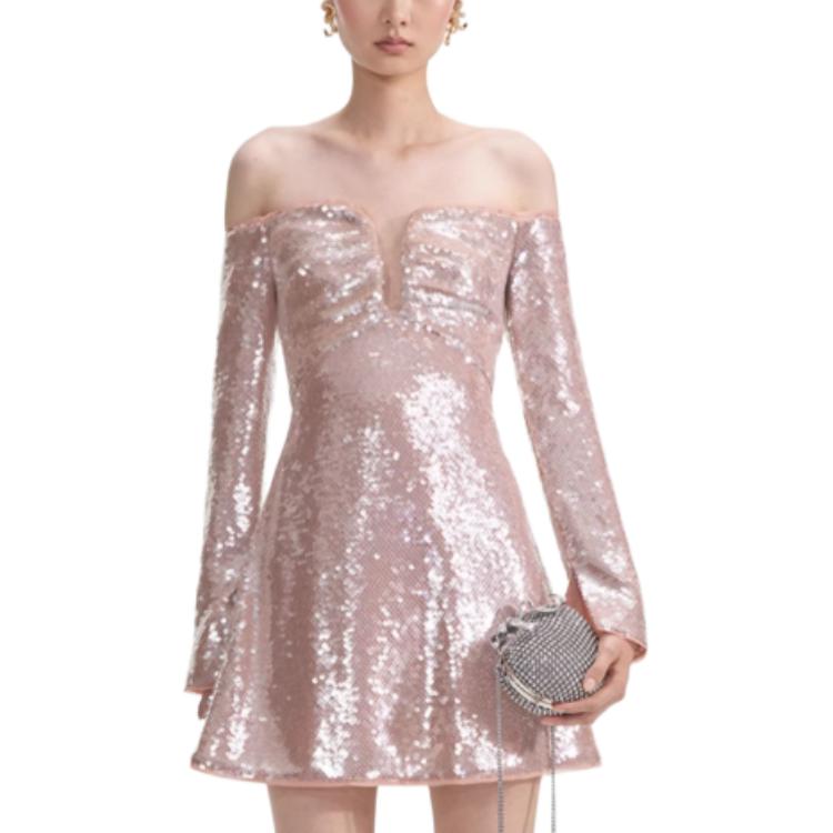 

Self-portrait Женское платье с длинными рукавами Self portrait для новогодних праздлений в цвете Light Gold