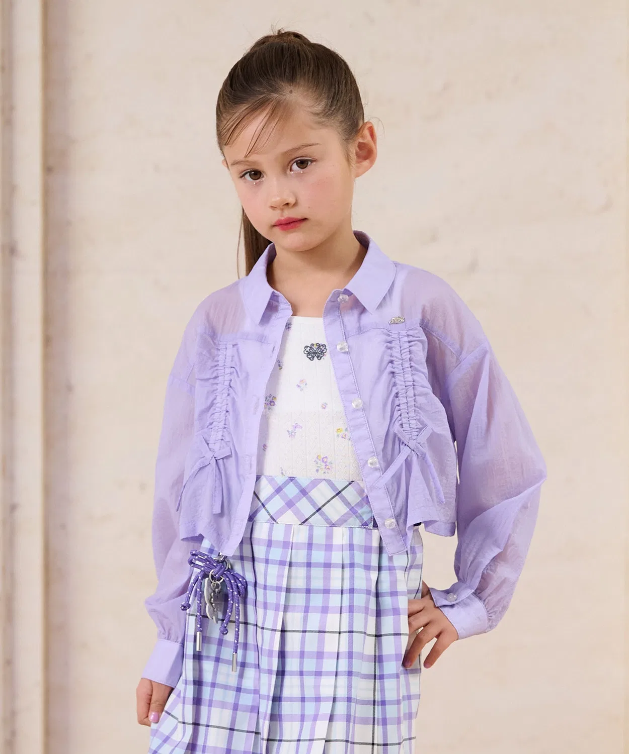 Набор рубашка с оборками и топ-комбинация лавандовый