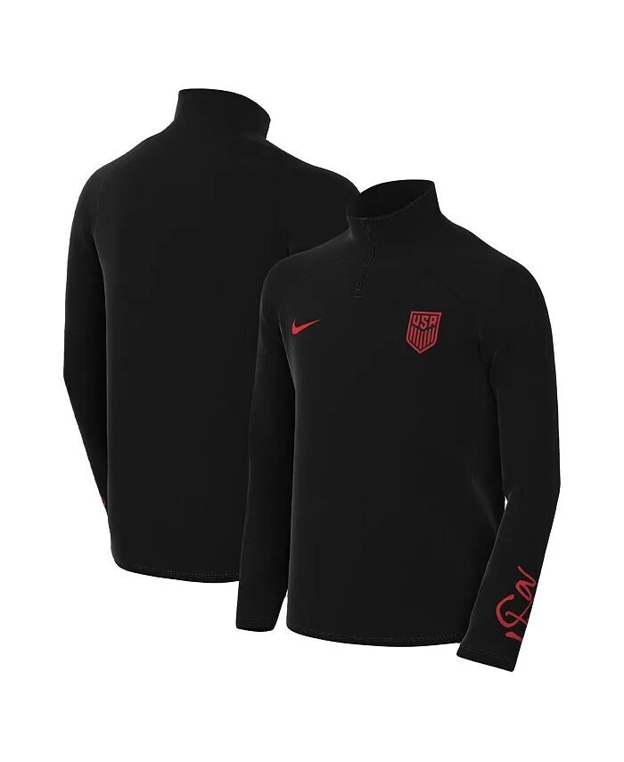 

Черный топ с молнией четверти реглан Big Boys USMNT Academy Pro Drill Performance Nike