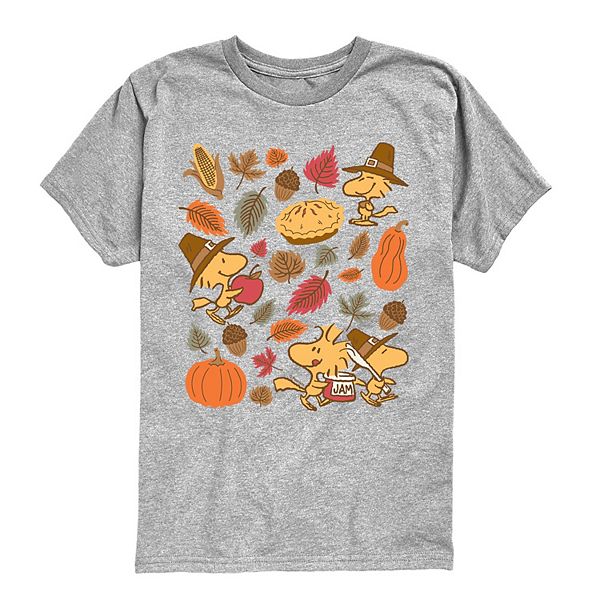 

Футболка с принтом Peanuts Woodstock Thanksgiving для мальчиков 8-20 Licensed Character, Athletic Heather