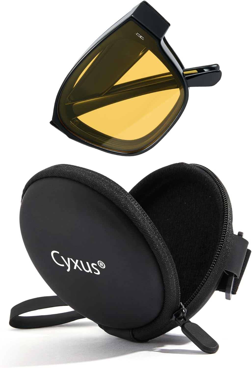 

Поляризованные солнцезащитные очки Cyxus 2 в 1, складные и надеваемые поверх обычных, для женщин и мужчин, квадратная форма, защита от УФ-излучения UV400, для вождения, P1128, Black/ Yellow-p1128