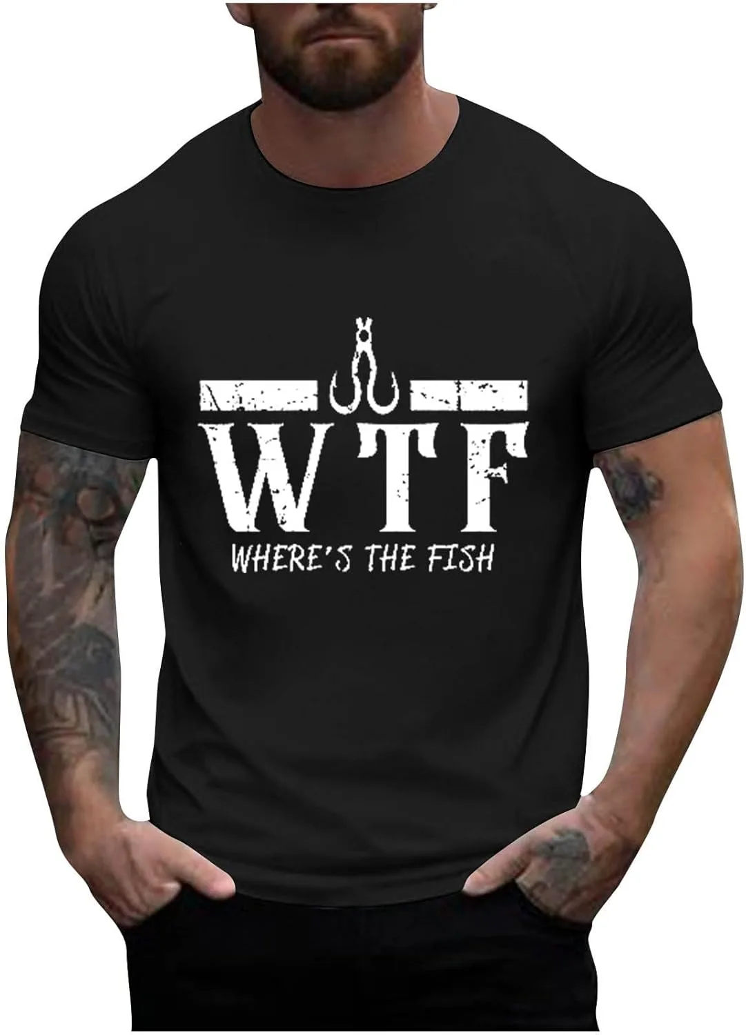 

Мужская футболка WTF Where's The Fish с коротким рукавом Sdeycui