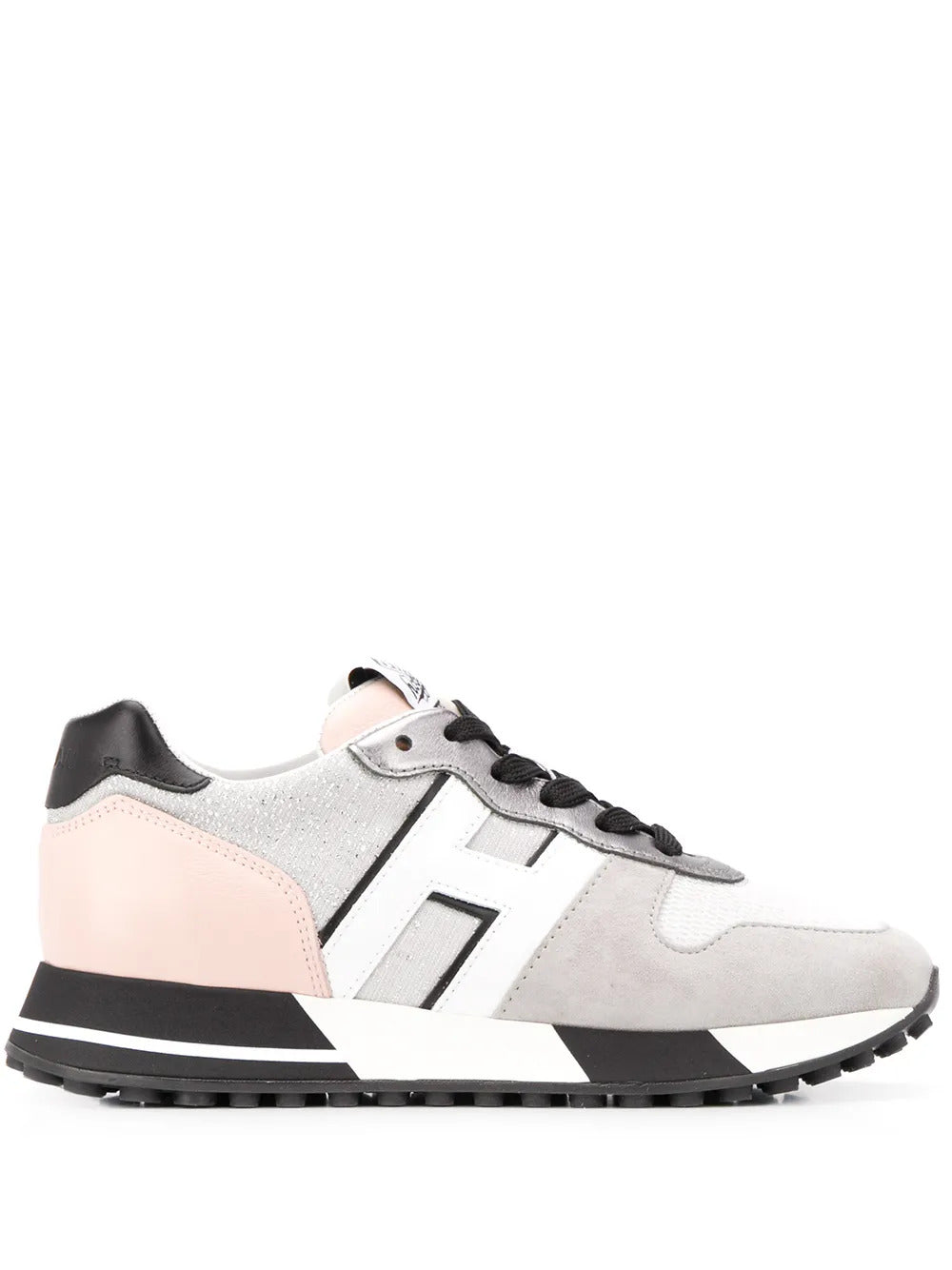 Hogan H383 Кожаные кроссовки, серый/розовый/белый