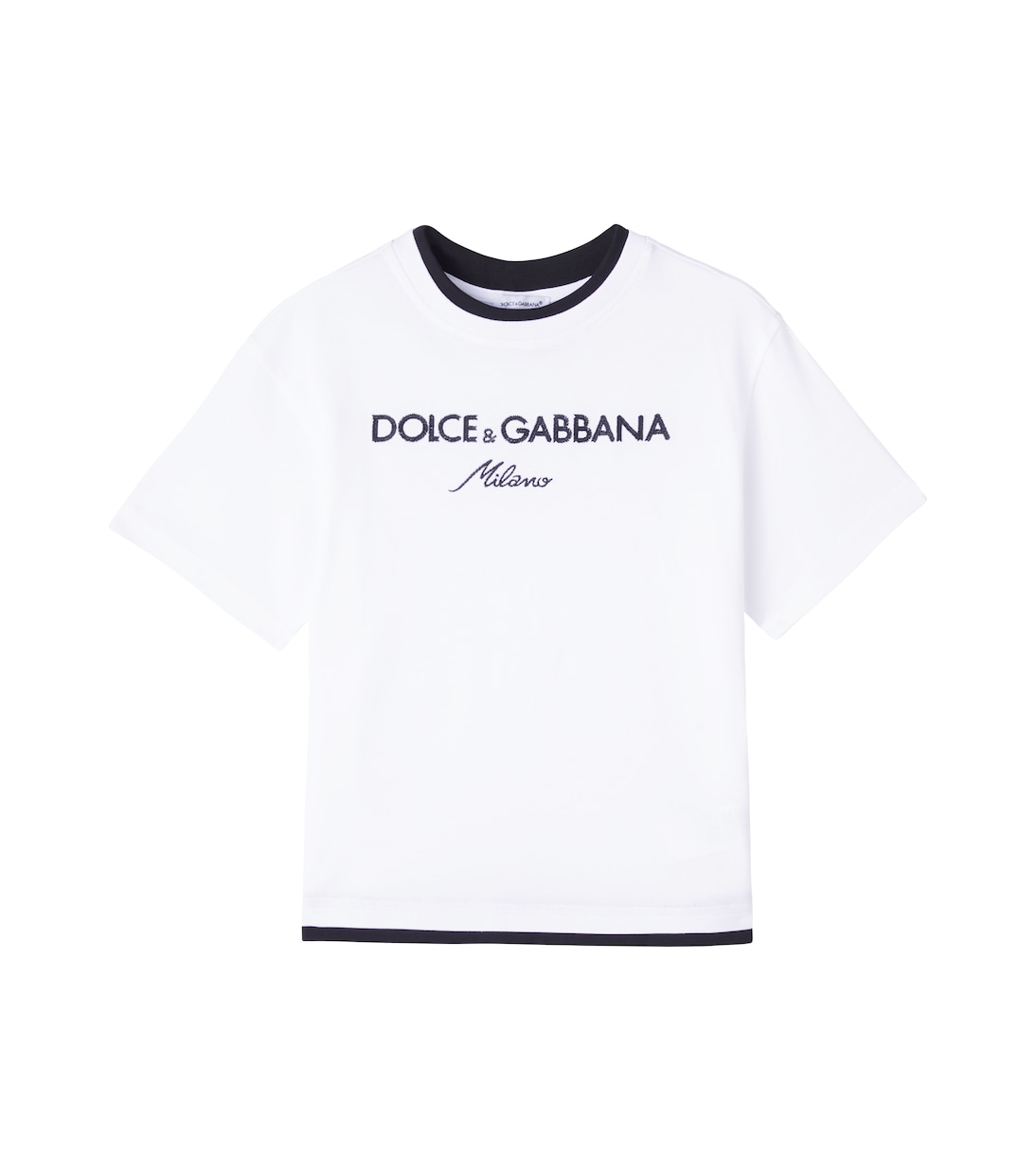 

Футболка из хлопкового джерси с вышитым логотипом Dolce&Gabbana Kids, BIanco Ottico