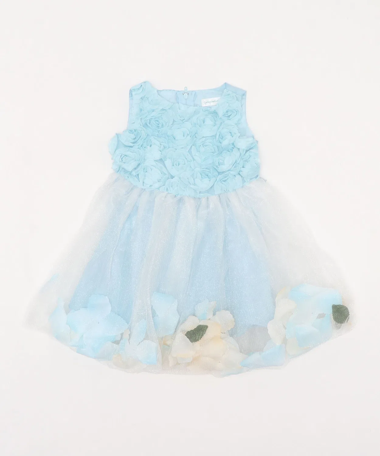 Платье для девочки с цветочным принтом, без состава набора, длинное, голубой — фото 3