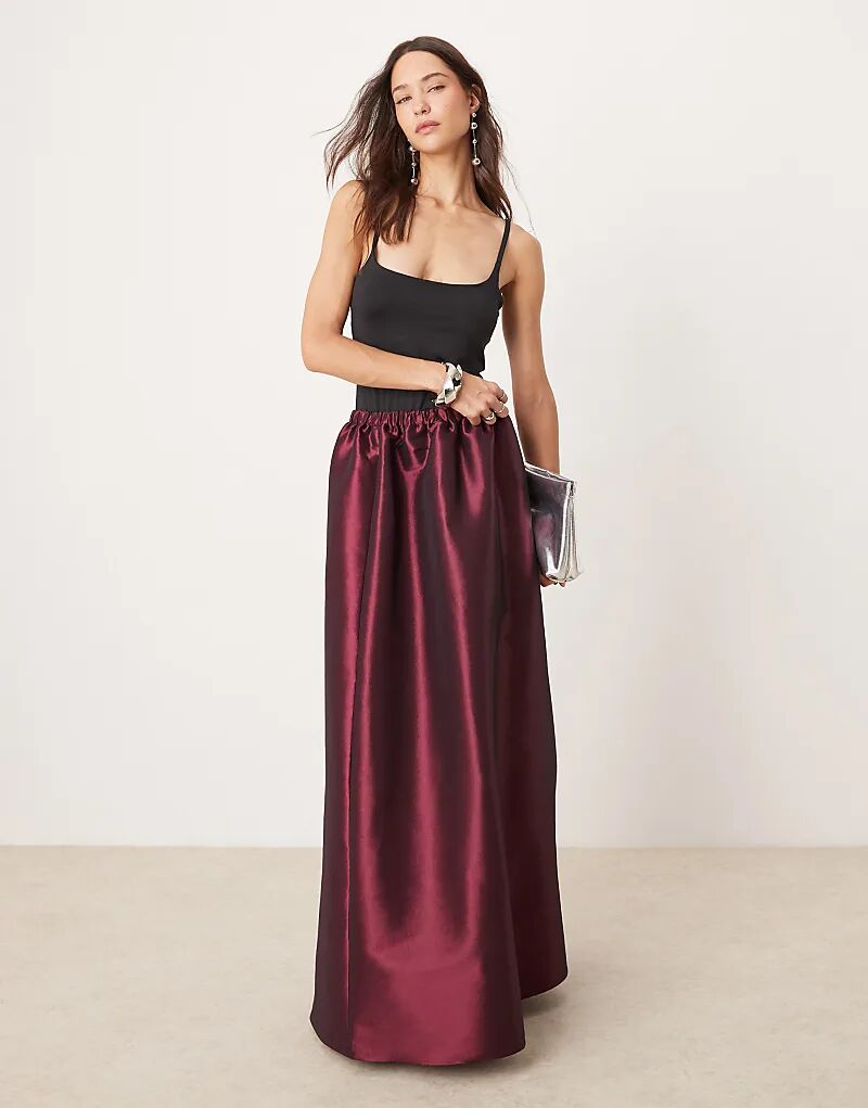 

Макси-юбка из тафты бордового цвета ASOS DESIGN