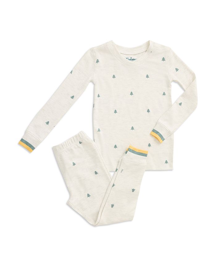 

Пижамный комплект «Мини-деревья» унисекс — для малышей и больших малышей PJ Salvage, белый