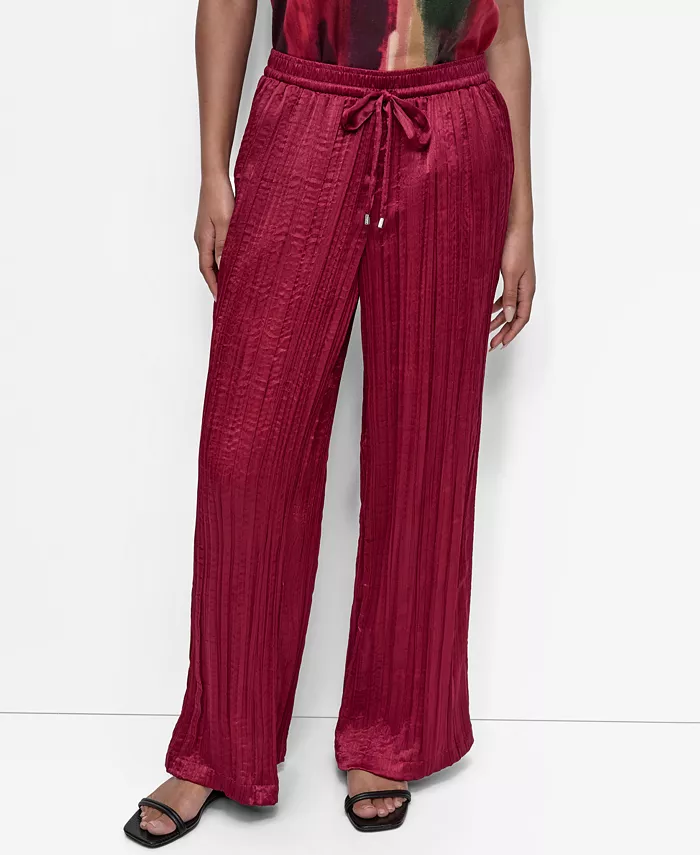 

Женские брюки с широкими складками и мятыми стрелками DKNY, красный