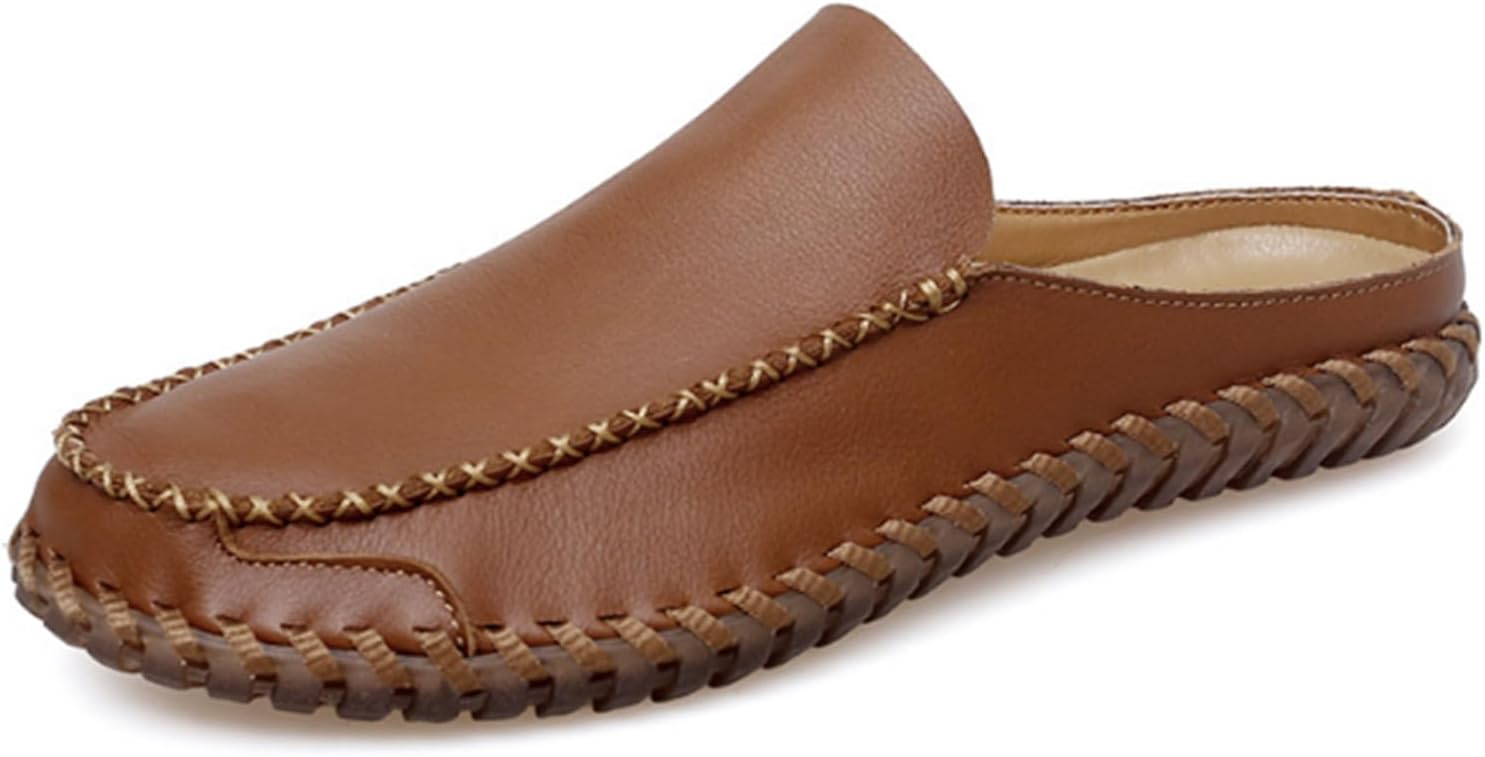 

Мужские сабо Xinduoyu, дышащие кожаные слипоны, повседневные тапочки, коричневый