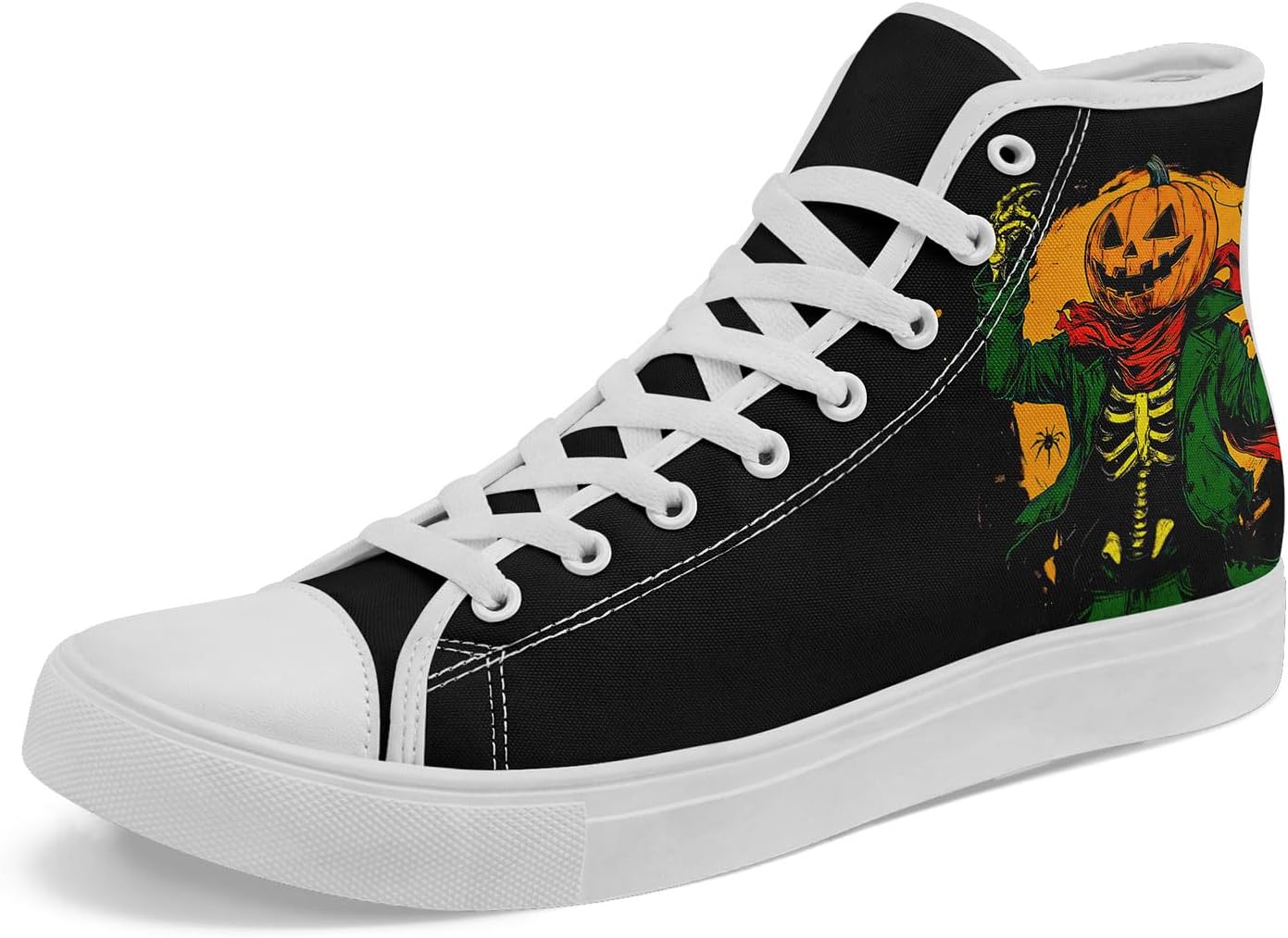 

Кеды на высокой подошве из холста для мужчин и женщин на Хэллоуин, с рисунками тыквы, призрака и черепа, дышащие, на плоской подошве, для повседневной ходьбы Awsole, белый/черный/красный/зеленый/оранжевый