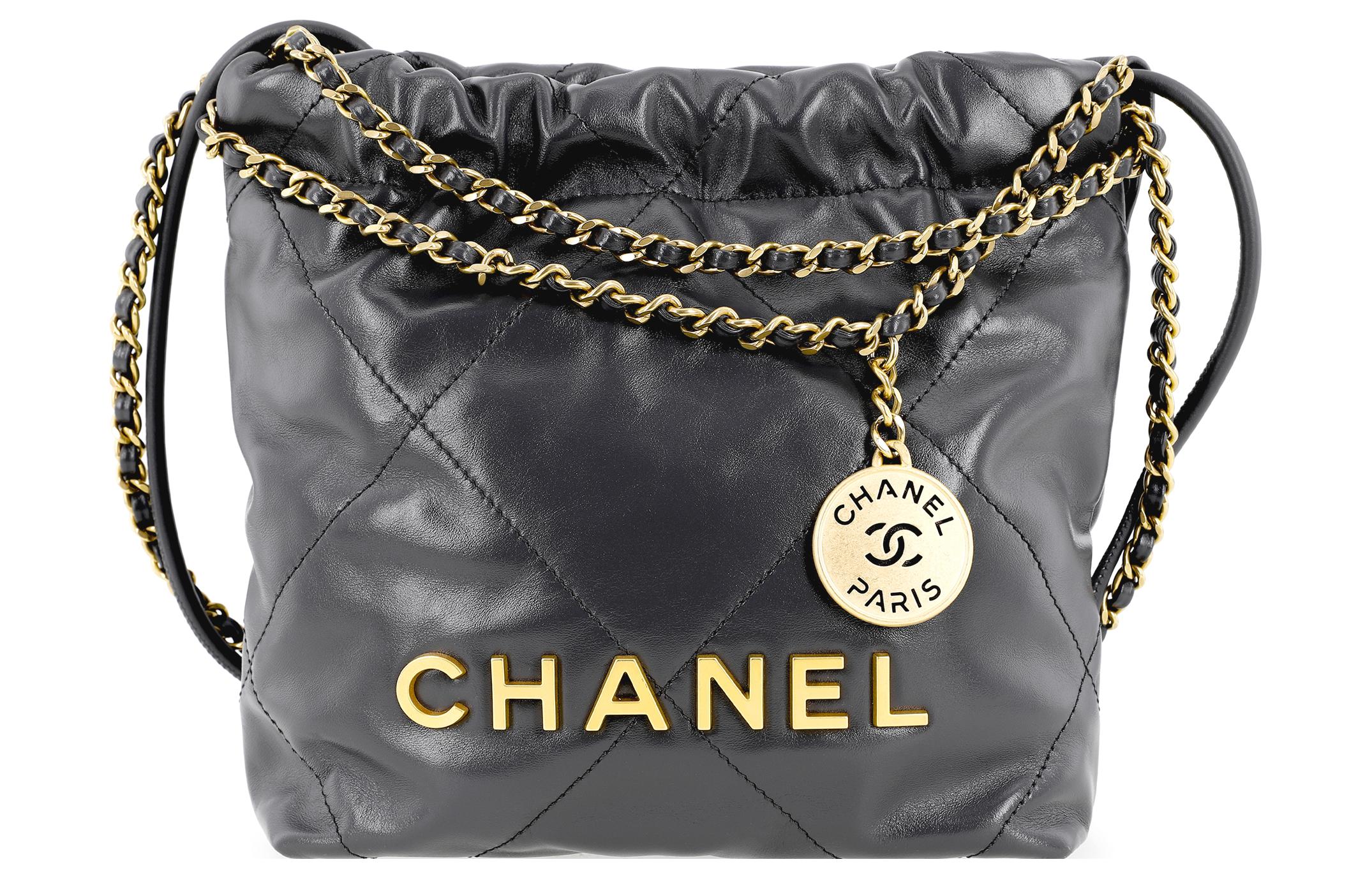 CHANEL Сумка ведро из яркой телячьей кожи Мини женская серая через плечо кроссбоди — фото 2