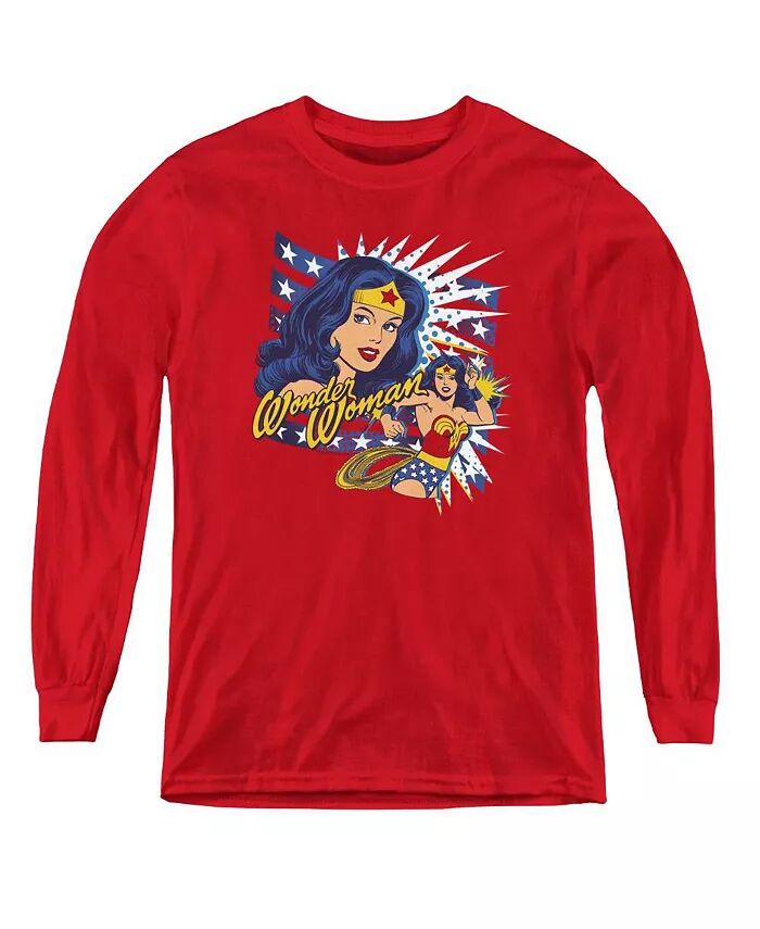 

Свитшот с длинными рукавами для мальчиков и молодежи Dco Pop Art Wonder Woman DC Comics, красный
