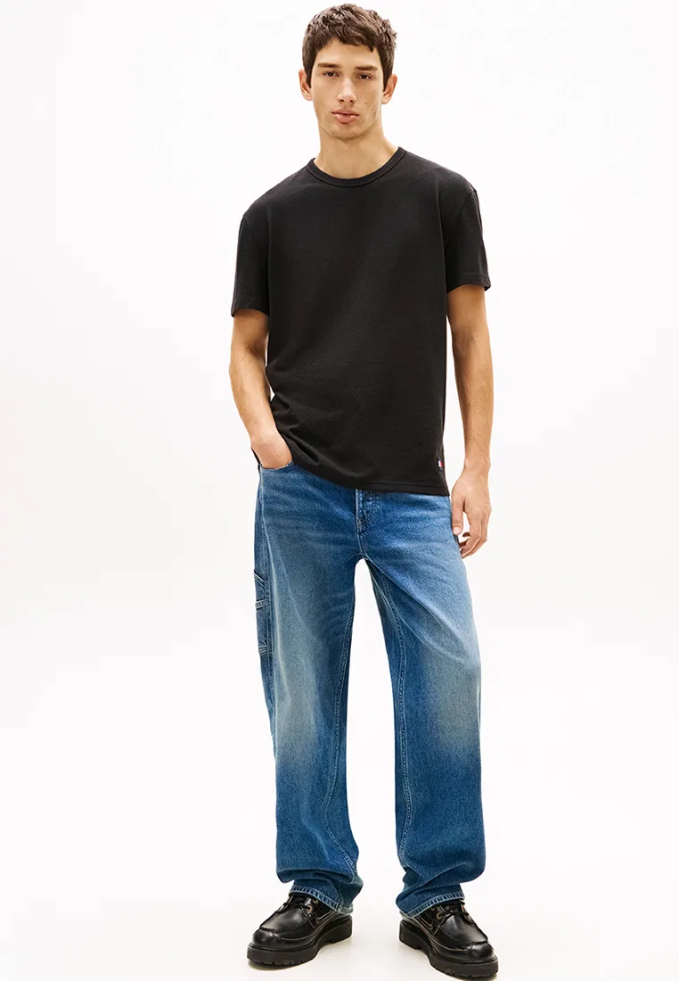 Футболка с коротким рукавом, вафельная, Tommy Jeans Tommy Hilfiger, черный — фото 4