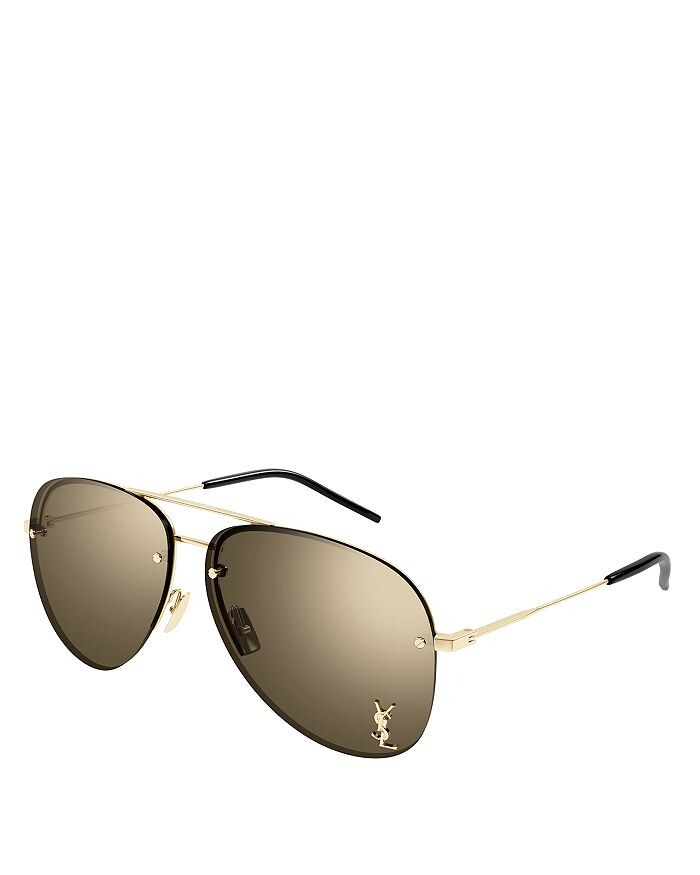 

Солнцезащитные очки-авиаторы Saint Laurent Classic 11 M с перемычкой для бровей, 59 мм, золотой